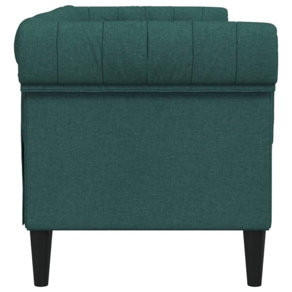 Chesterfield Sofa 2-Seater Dark Green Fabric - Image 6