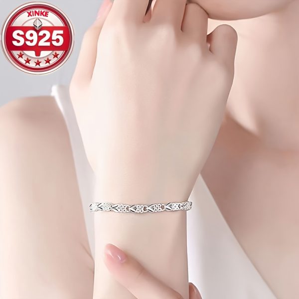 1pc Elegant 925 Sterling Silver Plated Bracelet for Women - Luxury Daily Wear Jewelry, Perfect for Gift-Giving, All-Season Versatile Accessory - Image 4
