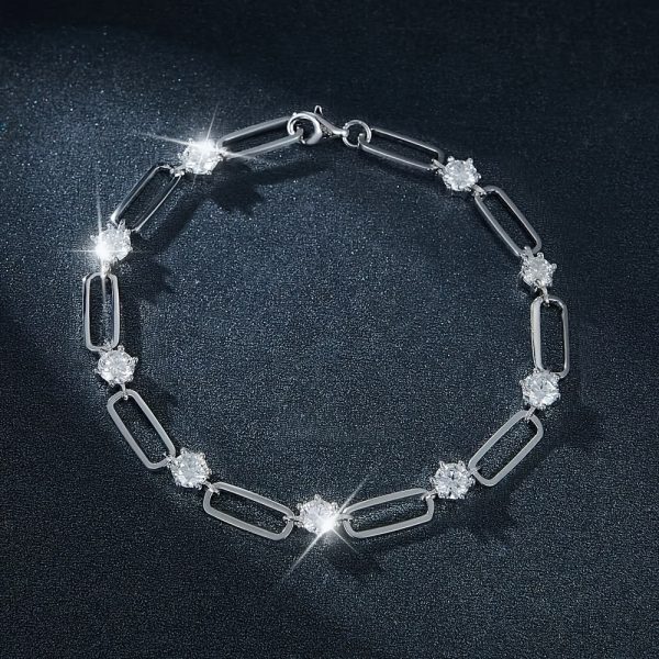 1pc S925 Sterling Silver Inlaid 5CT-7CT Moissanite Bracelet For Men And Women, | Jewelry | Gifts For Him | Gifts For Her | Birthday | Wedding | Anniversary | Engagement | - Image 3