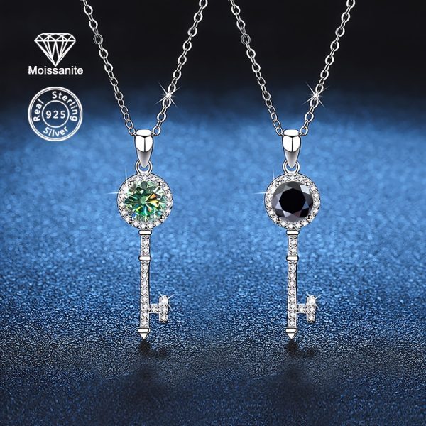 Elegant 925 Sterling Silver Necklace with 1 Carat Moissanite Pendant - Luxurious Jewelry for Women, Perfect for Parties, Vacations, Valentine's Day, Christmas, Halloween, Birthdays, and Anniversaries, April Birthstone, 3g/0.106oz, Moissanite, 1 Carat, 925