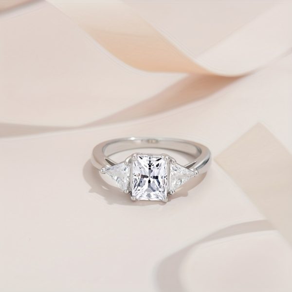 2 Carat Moissanite Radiant Ring - 925 Sterling Silver, Classic Simple Design, Casual and Elegant, High-End Light Luxury, Perfect for Proposal, Engagement, Wedding Dinner Party, Trendy Temperament, Sweet and Fresh Gift for Her - Image 5