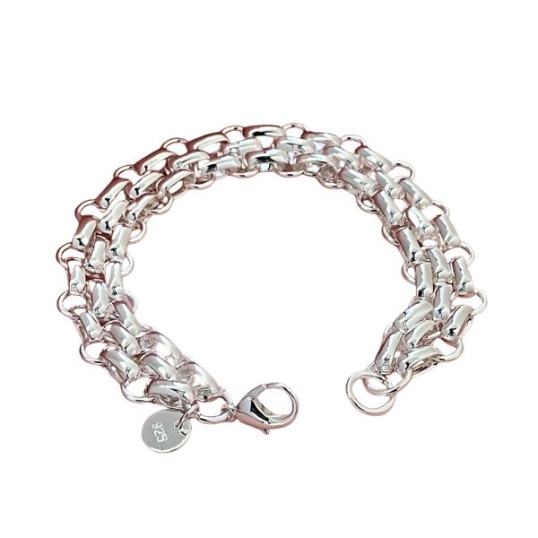 925 pure Silvery 3-strand chain bracelet, suitable for men and women, pure Silvery chain accessories, suitable for people of multiple ages, suitable for gifts, suitable for Christmas, Halloween, Thanksgiving, New Year and birthday gifts - Image 5