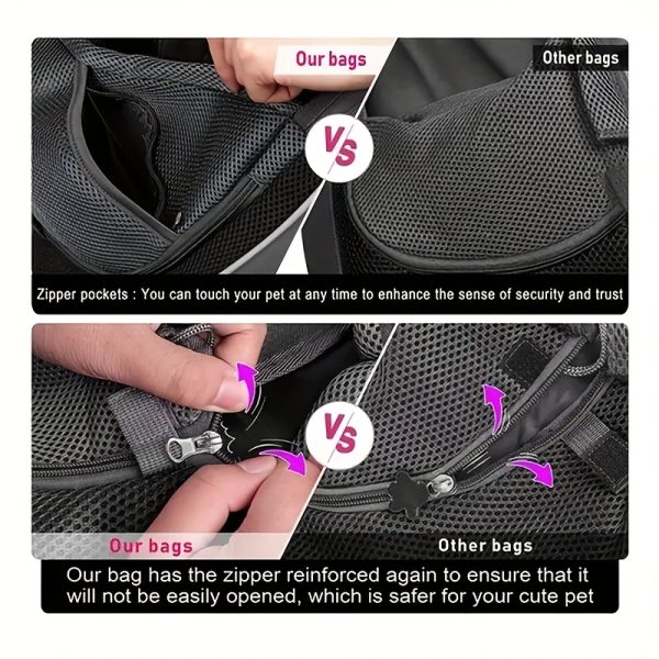 1pc PetAmi Polyester Dog Sling Bag, Portable Breathable Mesh Pet Carrier, Secure Zipper Pet Shoulder Bag for Small Dogs and Cats, Crossbody Pet Travel Backpack - Image 4