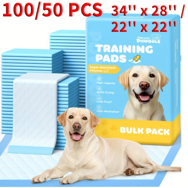 100/50pcs 34" X 28"/22" X 22" Extra Large Super Absorbent Dog Pee Pads - Leak-Proof, Odor-Control, Disposable Pet Piddle Pads For Easy Potty Training And Accidents - Perfect For Dogs, Puppies, Cats, Different Pet Urine Pads, Pet Supplie