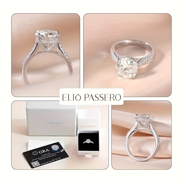 1.5/2/3/4CT Delicate Moissanite Sterling Silver Engagement Ring - Exquisite Promise Ring for Women, Fashionable Daily Wear Accessory, Romantic Gift for Lover, High-Quality Jewelry with 925 Sterling Silver Band - Image 3