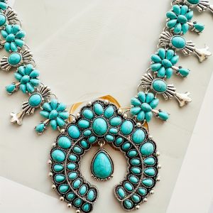 Bohemian Style Turquoise Pendant Necklace, Women's Fashion Jewelry Gift, Summer New Arrival