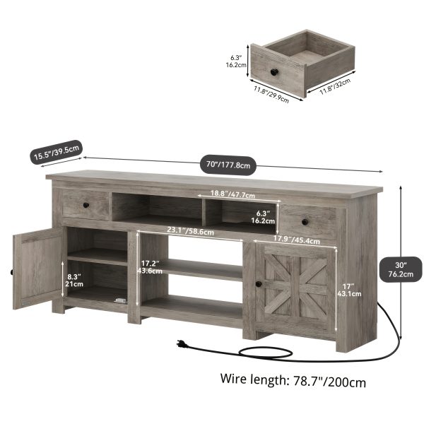 ZenHome Farmhouse TV Console with Storage Drawer and Power Outlet, Rustic TV Stand for TVs up to 80 Inch - Image 4
