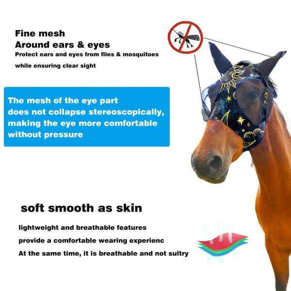 10pcs Horse Fly Masks, Soft And High Elasticity Comfort Fit With Ears, Breathable Equine Face Mask, Lycra Stretchable Horse Riding Supplies, Size Full (L) - Image 5