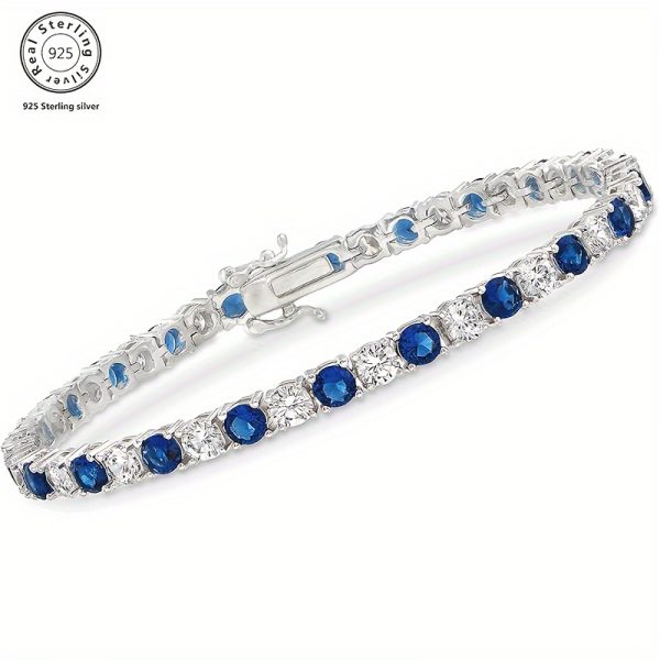 1pc Italian Luxury 925 Silver Moissanite Inlaid Bracelet, Designed By Italian Designers, Handmade, Perfect Anniversary Gift For Wife, Suitable For Various Occasions Like Banquets, Included Exquisite Jewelry Box - Image 3