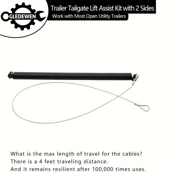 12-24 Inch Height Side Rail 2-Sided Trailer Gate Lift Assist (Upgrade) Kit, Compatible With Utility Trailer Ramp And Tailgate, 4-6 Feet Height Ramp, W/Spring - Image 3