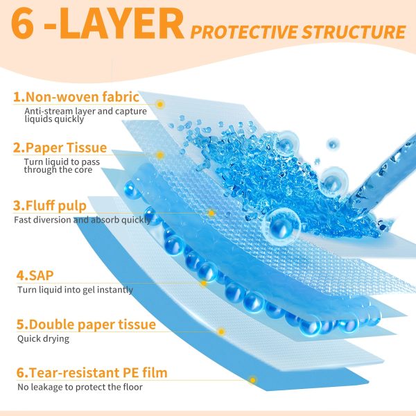 Pawsome Pads - Ultra-Absorbent, Leak-Proof, Quick-Dry Dog and Puppy Training Pads - Regular Size, 22 x 22 Inches, 23.62 x 23.62 Inches, Pack of 100, Blue & White, Ideal for Potty Training, Indoor Use, and Pet Owners on-the-go - Image 3