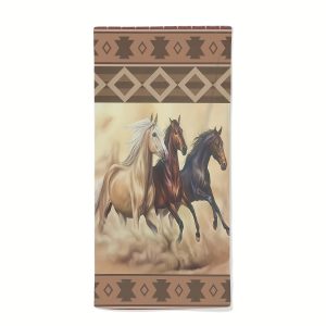 2pcs Brown Horse Hand Towels Boho Ethnic Style Native American Western Horse Soft Absorbent Bath Towel Absorbent Hand Towels Multipurpose For Bathroom Kitchen Farmhouse Tabletop Home Decor Bathroom Washroom Guestroom Gym
