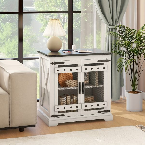White Farmhouse Side Table, Large End Table For Living Room, Wooden Night Stand - Image 9