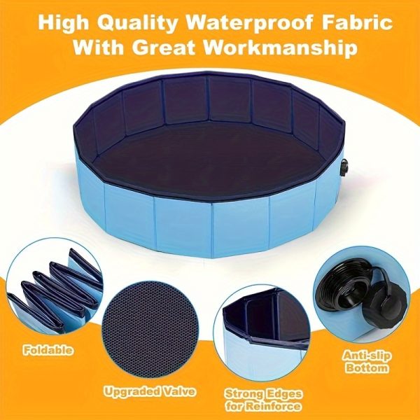 Portable Dog Pool, Foldable Pet Swimming Pool, Anti-Slip Collapsible Pet Bathtub, Hard Plastic Bath Pool For Pets Dogs And Cats - Image 7