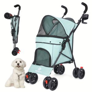 Pet Stroller Folding Cart, Dog And Cat Jogging Cart, 4 Quick Folding Wheels, Folding Dog Cart And Cart, Medium-sized Small Dog And Cat Wagon Walking And Playing