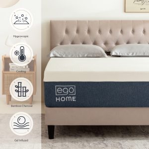 14 Inch Charcoal Memory Foam ECO HEALTH Mattress, Medium Firm, CertiPUR-US Certified, Cooling Gel Infused, Made in USA, Bed in a Box