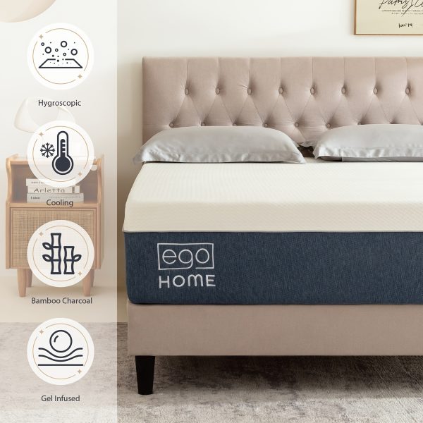 14 Inch Charcoal Memory Foam ECO HEALTH Mattress, Medium Firm, CertiPUR-US Certified, Cooling Gel Infused, Made in USA, Bed in a Box