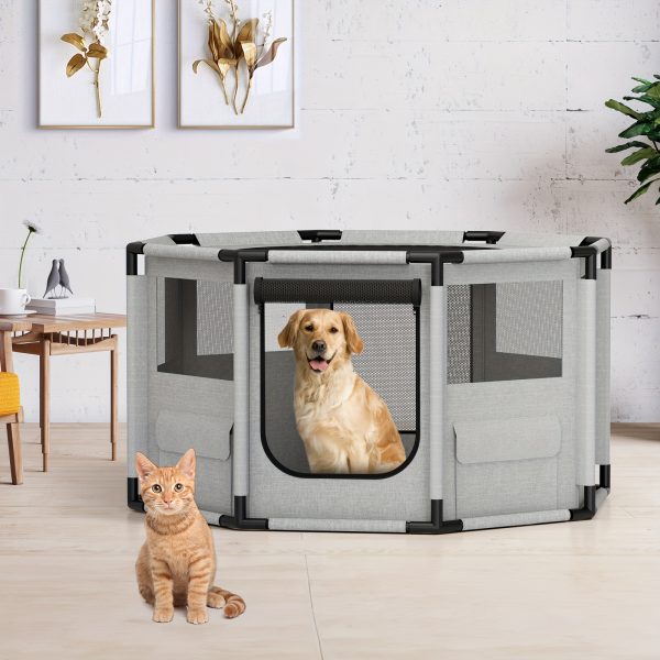 Octagon Breathable Mesh Pet Fence - Dog Playpen, Oxford Fabric, PVC Pipe, Portable Kennel Cage for Cats, Rabbit, Puppy Playpens - Image 9