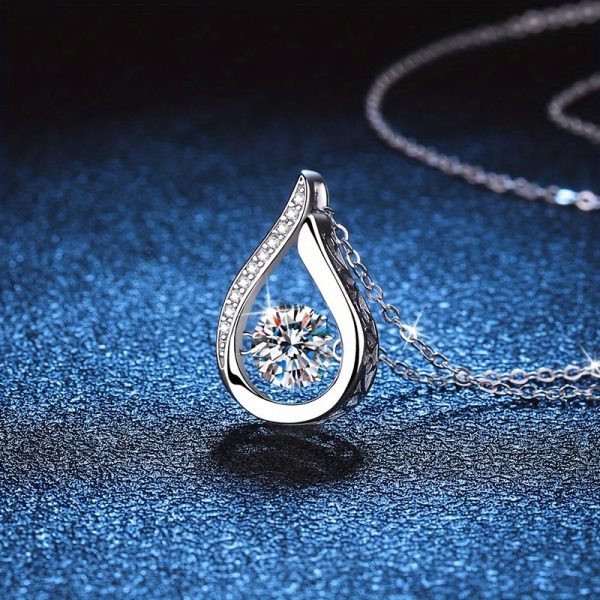 1 Piece Exquisite Water Drop Moissanite Pendant Necklace - 925 Sterling Silver, 1 Carat, Smart Style, Fashionable, Durable, Hypoallergenic, Perfect for Engagement, Wedding, Confession, Anniversary Gift for Friends, Lovers, Family - Image 4