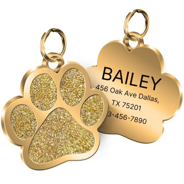 Customized Personalized Engraved Name Tags For Pet Cats And Dogs With ID, Name, Phone Number, Address, And Golden Label. Prevent Loss With Custom Pet Paw-shaped Dog Tags. Clear, Durable, And Non-fading For Customized Golden Pet Hanging Tags. - Image 7
