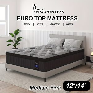 Viscountess Luxury Mattress - 12"-14" Thick Gel Memory Foam Hybrid Pocket Spring Design - Twin, Full, Queen, King Sizes - Medium Firm Comfort - Mattress in a Box