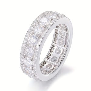 1pc Exquisite Moissanite Sterling Silver Ring - Shiny Men's Hip Hop Style Jewelry with S925 Silver, Fine Inlay Craftsmanship, and Timeless Elegance - Perfect for Fashion-Conscious Individuals