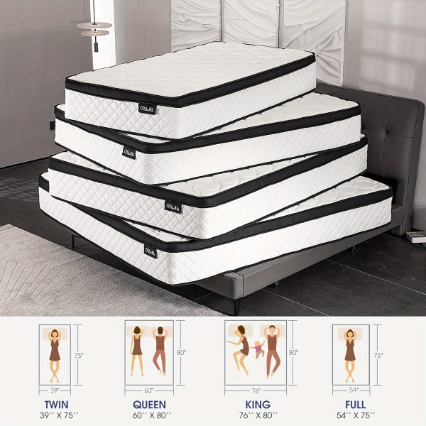 1pc Oyajia 12 Inch King Size Hybrid Mattress - Medium Firm, Memory Foam & Pocket Springs, Motion Isolation, Edge Support, Pressure Relief, Knitted Polyester Cover, No Wood Materials - Image 5