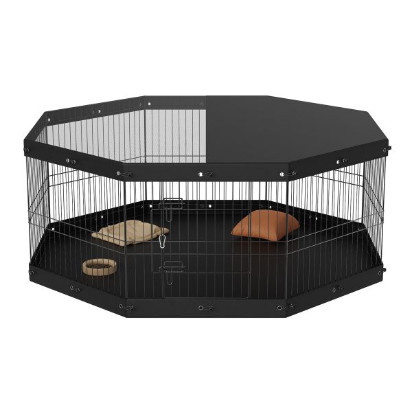 VEVOR Dog Playpen, 8 Panels Foldable Metal Dog Exercise Pen with Top Cover and Bottom Pad, 24" H Pet Fence Puppy Crate Kennel, Indoor Outdoor Dog Pen for Small Medium Pets, for Camping, Yard - Image 10