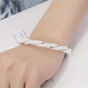 925 Sterling Silver Encrusted Bracelets For Women&Man, Simple Minimalist Bracelet Jewelry Timeless Elegance For Daily Wear, Hypoallergenic Fashion Accessory With Exquisite Gift Box