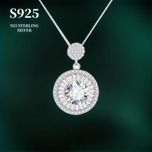 1pc Seiko Electroplated 18k Gold Plated 925 Sterling Silvery, Weight 5.5g, Main Stone: 2 Carat Moissanite Full Round Bottom Style Women's Fashion Pendant Necklace Suitable for Engagement, Marriage, Confession, Gift for Friends, Lovers, Family, Fashion Par