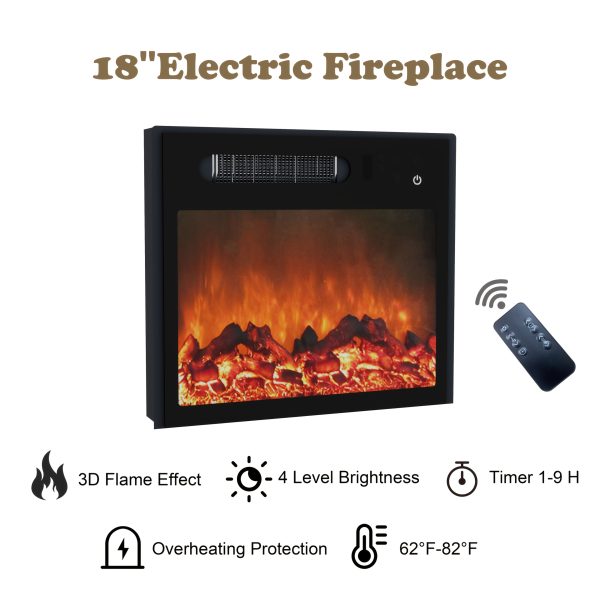 1pc Black Farmhouse 54" Entertainment Center with Electric Fireplace, TV Stand Console with Mantel, MDF Wood Construction, Barn Door Design, 110V US Plug, Easy Assembly, Storage <3.2 Cubic Feet - Image 5