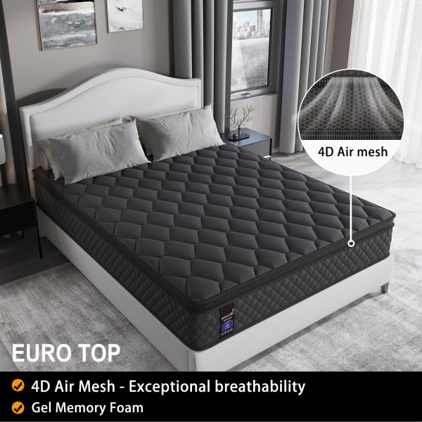 Viscountess Luxury 12" 14" Gel Memory Foam Hybrid Pocket Spring Mattress - Ultimate Sleeping Comfort with Cooling Gel and Individual Pocket Springs - Twin, Full, Queen, King Sizes Available in a Box - Image 3