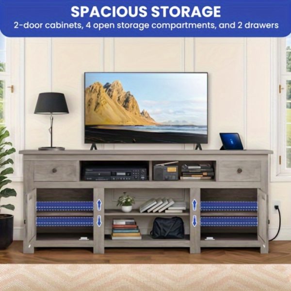 ZenHome Farmhouse TV Console with Storage Drawer and Power Outlet, Rustic TV Stand for TVs up to 80 Inch - Image 6