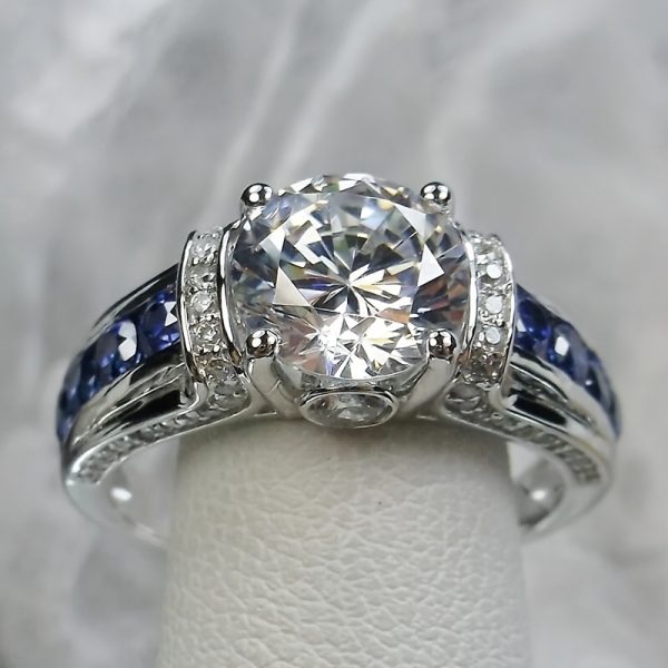 1PC Exquisite 925 Sterling Silver 3 Carat Moissanite Ring - Men's and Women's Party Gift, Daily Wear, Couple's Anniversary Jewelry - Luxurious, Durable, Hypoallergenic, and Sparkling - Image 4