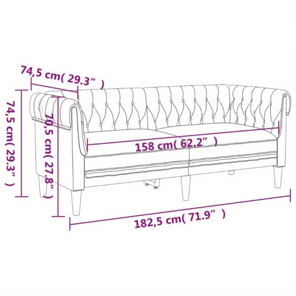Chesterfield Sofa 2-Seater Dark Green Fabric - Image 3