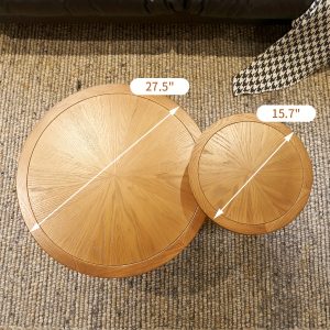 2-Piece Farmhouse Coffee Table Set - Rustic Modern Design, Nesting Round Wooden Table, Versatile Side End Table Set for Living Room, Bedroom, and Cozy Spaces - Perfect for Small Spaces and Apartments