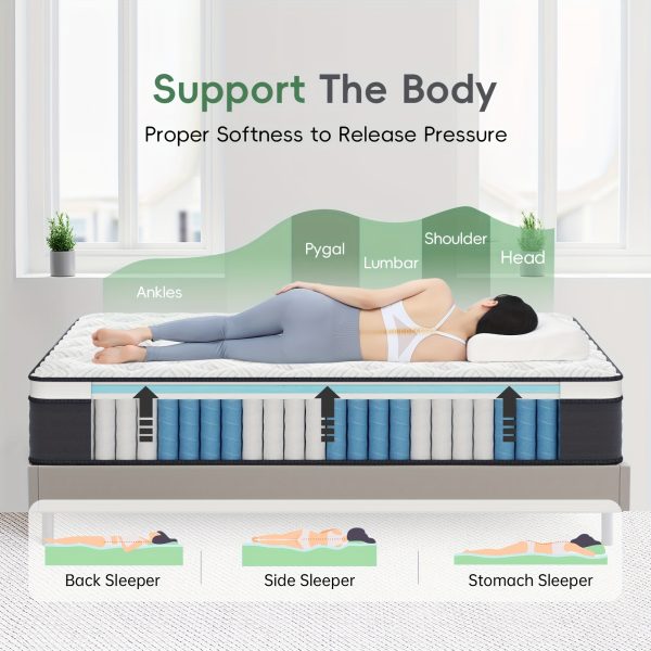 12 Inch Memory Foam Queen Mattress In A Box, Hybrid With Individually Pocketed Springs For Isolate Motion, Pressure Relief - Image 4