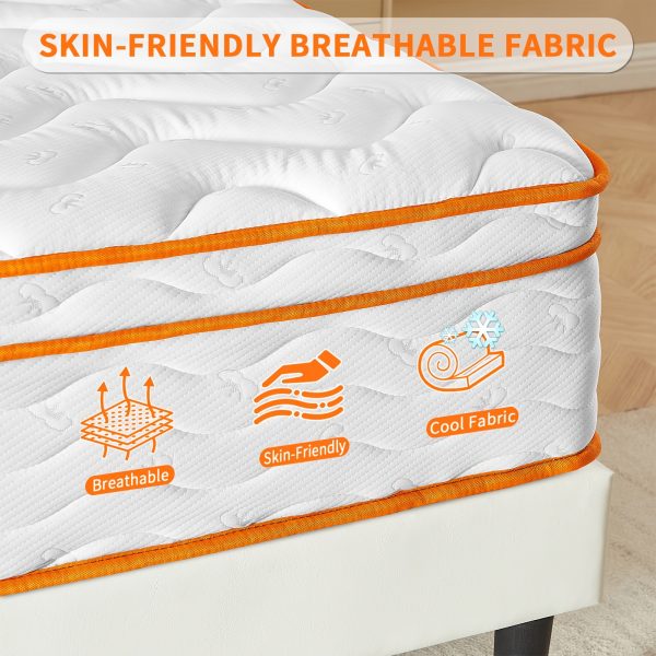 10" 12" Hybrid Mattress Gel Memory Foam Innerspring Mattress Supportive & Pressure Relief with Breathable Soft Knitted Fabric Cover, Pillow Top - Image 5