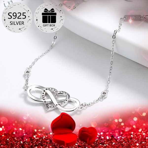 1pc Elegant 925 Sterling Silver Infinity Heart Bracelet with Cubic Zirconia, Simple Luxury Style, Gift Box Included, Perfect for Valentine'S Day, Mother'S Day, Back to School, Party, Daily Wear, Vacation, Wedding - Image 7