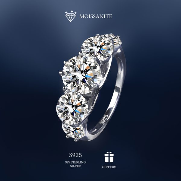 1pc Moissanite Eternity Ring for Women, 5 Carat Total, 925 Sterling Silver, Round Cut, Classic 8-Prong Setting, Hypoallergenic, All-Season, Valentine'S Day Proposal, Wedding Band with Gift Box - Image 3
