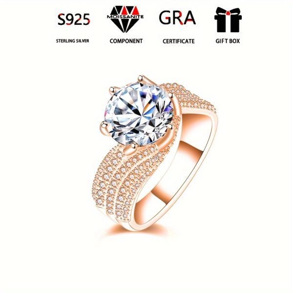 3ct/5ct Moissanite 925 Sterling Silver Inlaid Luxurious Ring for Engagement, Wedding, Evening Party, and Official Occasions - Image 3