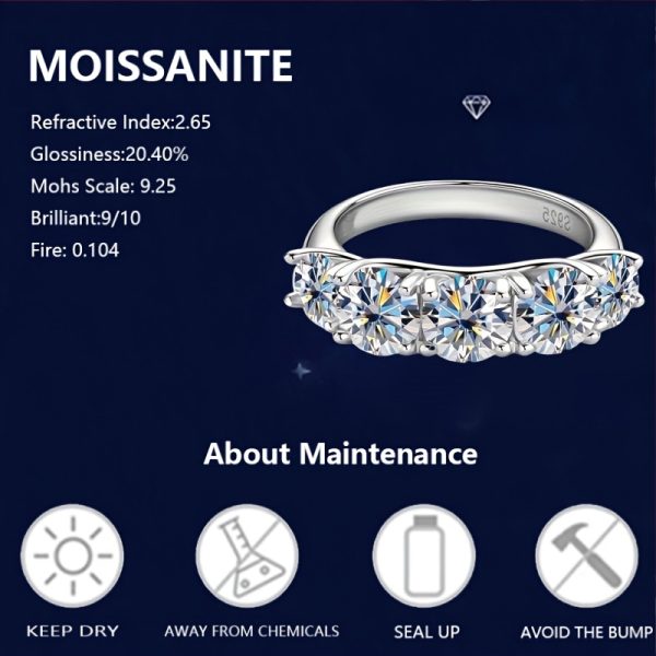 3.6 Carat Moissanite Full Row Ring - 925 Sterling Silver, High-End Design, Classic Elegant, Light Luxury, Daily Wear, Wedding, Party, Birthday, Anniversary, Valentine's Day, New Year, Mother's Day Gift with Gift Box - Image 8