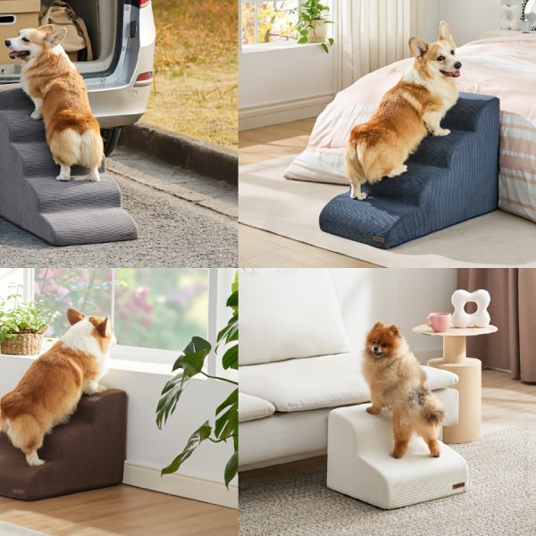 Bedsure Dog Steps - Pet Stairs for Beds And Sofas, Collapsible Pet Steps with Certipur- Foam for Cats And Dogs, Non-Slip Base Dog Steps - Image 8