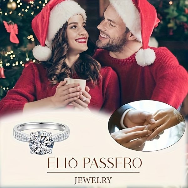 1.5/2/3/4CT Delicate Moissanite Sterling Silver Engagement Ring - Exquisite Promise Ring for Women, Fashionable Daily Wear Accessory, Romantic Gift for Lover, High-Quality Jewelry with 925 Sterling Silver Band - Image 7