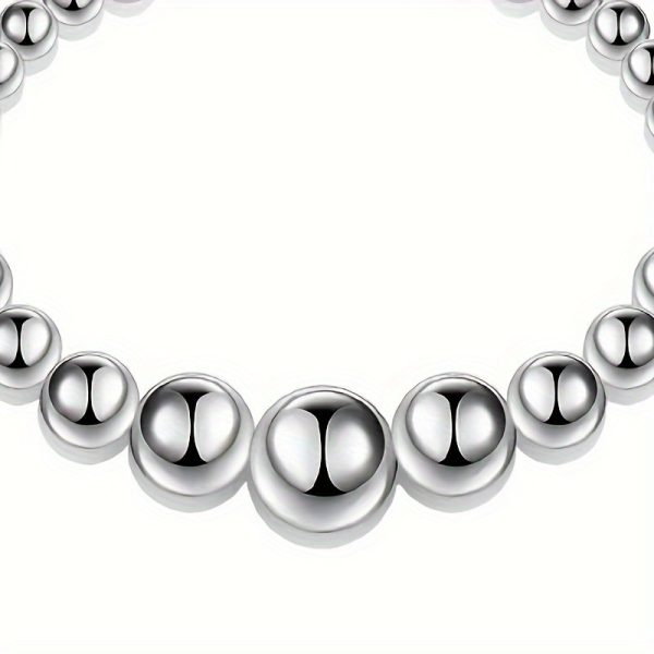 1pc Elegant 925 Sterling Silver Bead Bracelet for Women - Simple Round Handcrafted Design, Sexy Style, Ideal for Gifting and Parties, Christmas Season Suitable, No Stone Inlay, 925 Silver Plated - Image 5