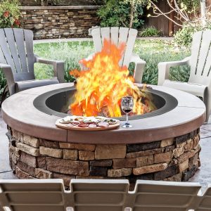 Heavy-Duty 36" Outdoor Fire Pit Ring - Rust-Resistant Steel, Wood Burning Campfire Ring with Built-In Ignition, Perfect for Patio, Yard & Camping - Includes Installation Kit, DIY Fire Pit Liner, In-ground, Above Ground