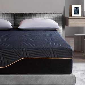 Certified Medium Firm 14-Inch Memory Foam Mattress, Cooling Gel, Back Pain Relief, Fire-Resistant, Polyester Cover, Woven, No Wood, Made in USA, Black