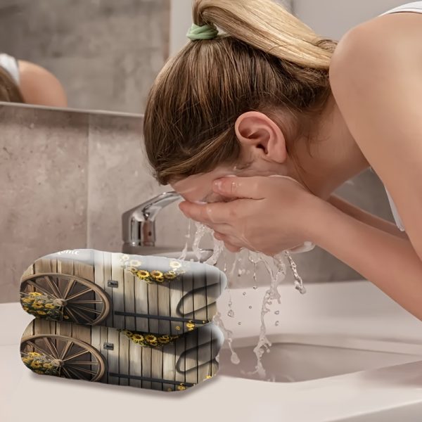 Rustic Sunflower "Sweet Home" Bathroom Set - 1pc/2pcs/4pcs/6pcs Polyester Shower Curtain with 12 Hooks, Water-Resistant Woven Bath Mat, Toilet Cover, Quick-Absorbent Towels, Fashion Themed Kitchen Dish Towel, Non-Bleach Care, Farmhouse Decor Accessories - Image 10