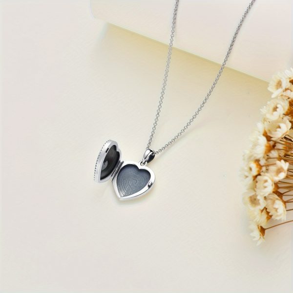 Vintage Sunflower Heart Shaped Locket Necklace S925 Sterling Silver With Synthetic Turquoise Jewelry For Women Girls Halloween Christmas - Image 5