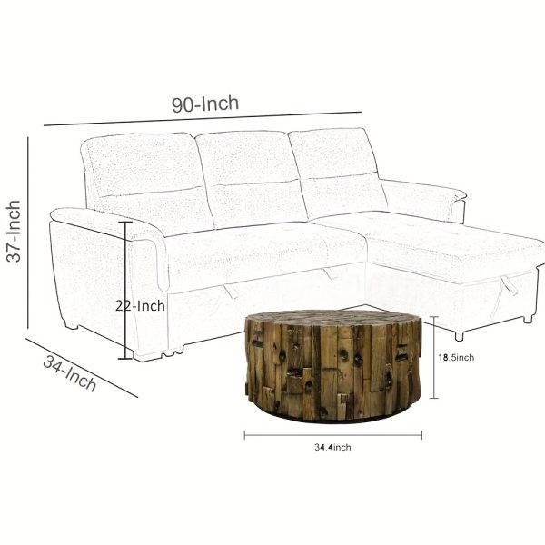 18.5" H Farmhouse Barrel Shaped Round Coffee Table For Indoors And Outdoors, Round Coffee Table For Living Room, Small Side Table Tea Table End Table - Image 3